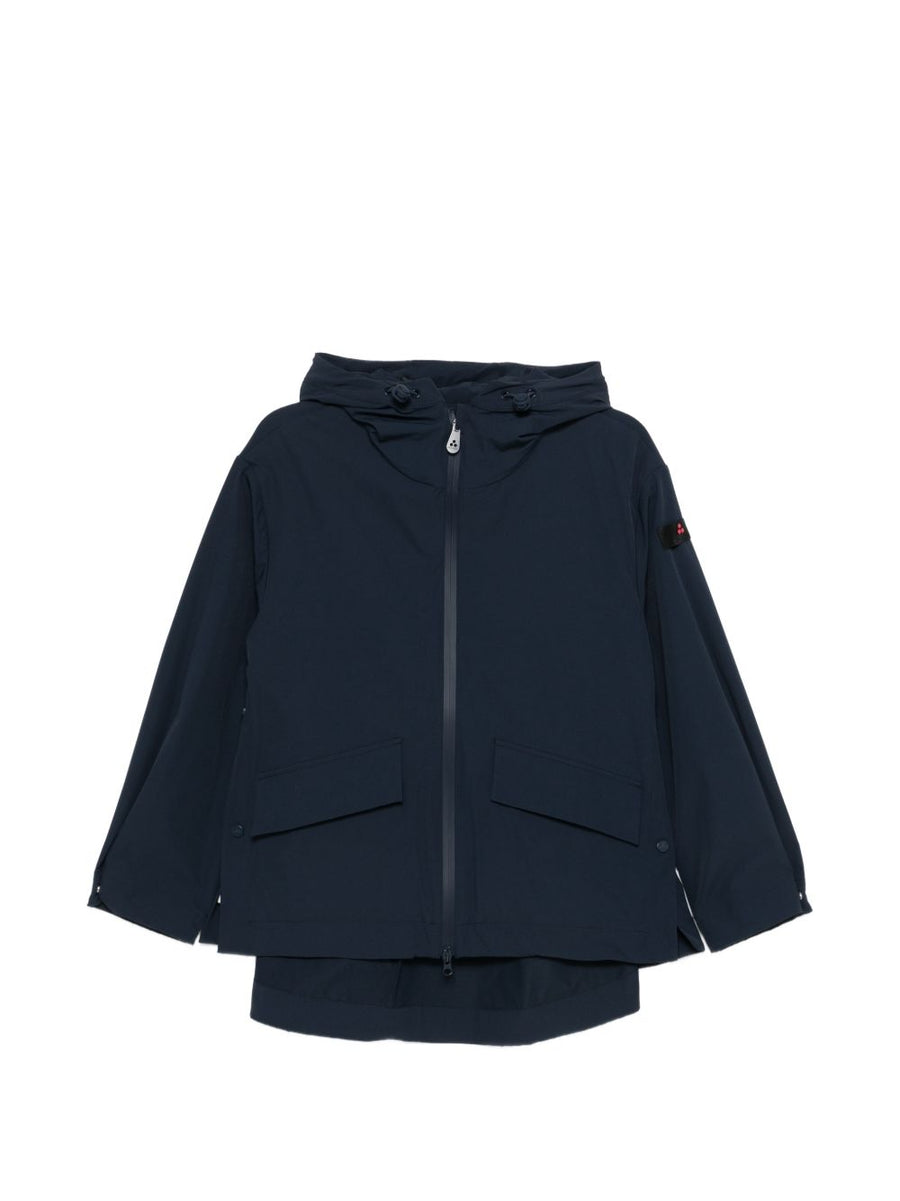 Peuterey Darby Hooded Blouson Jacket For Women Navy Luxury City Wear Front Zip Flap Pockets