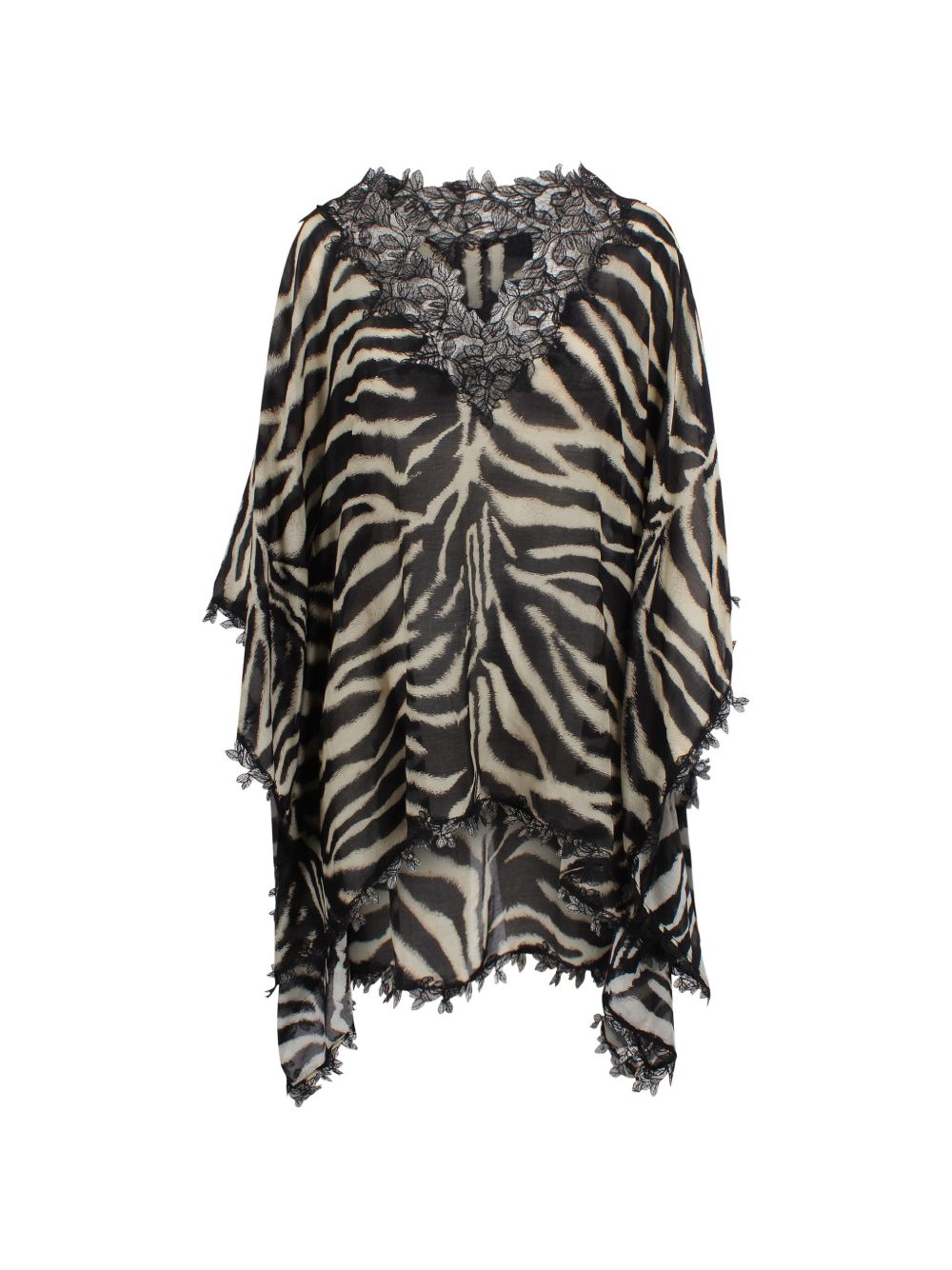 Ermanno Scervino V-neck short sleeves asymmetric hem Printed short kaftan