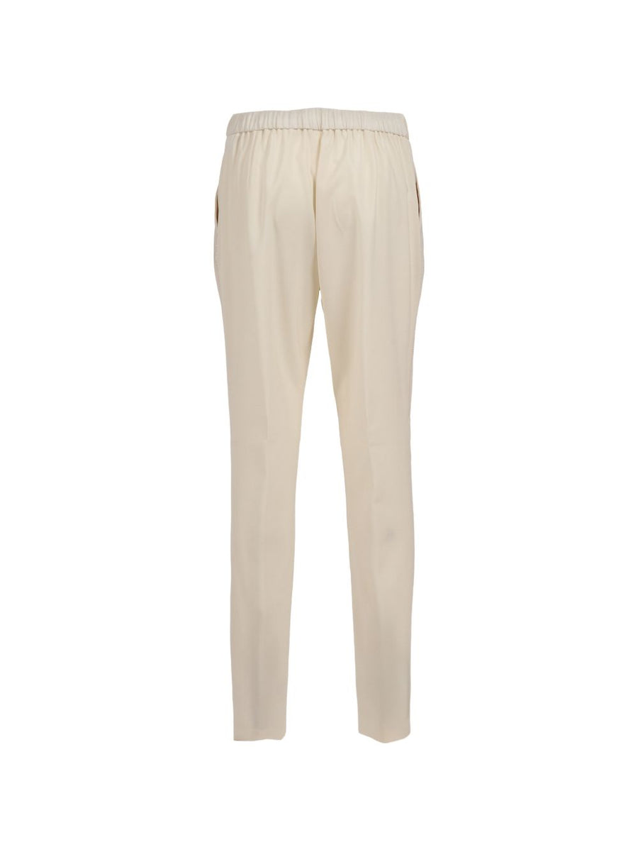 Fabiana Filippi Wool Blend Trousers White With Drawstring Waist And Pleated Front For Women Refined Office Wear