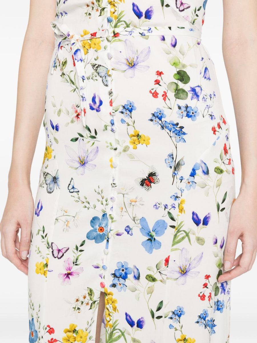 Alice + Olivia Tara Printed Maxi Dress With V Neck Ruffles And Slit For Resort Wear For Women