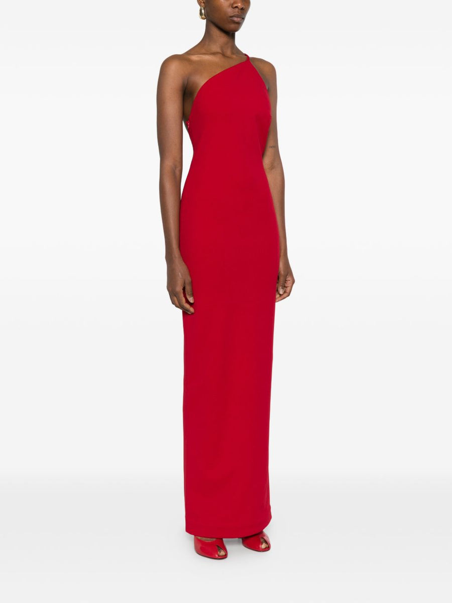 Solace London Alexandra One Shoulder Red Maxi Dress For Women Elegant Evening Gown
