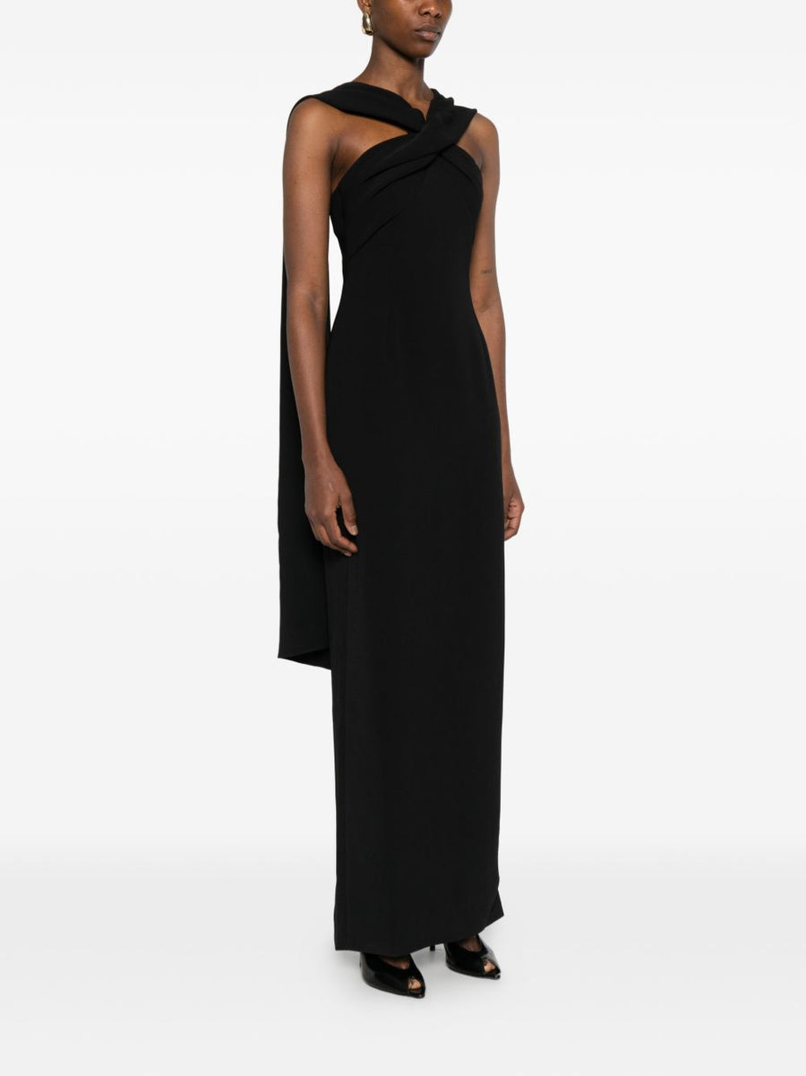 Solace London Rona Maxi Dress For Women Black With Sleek Twist Detailing, Versatile Luxury
