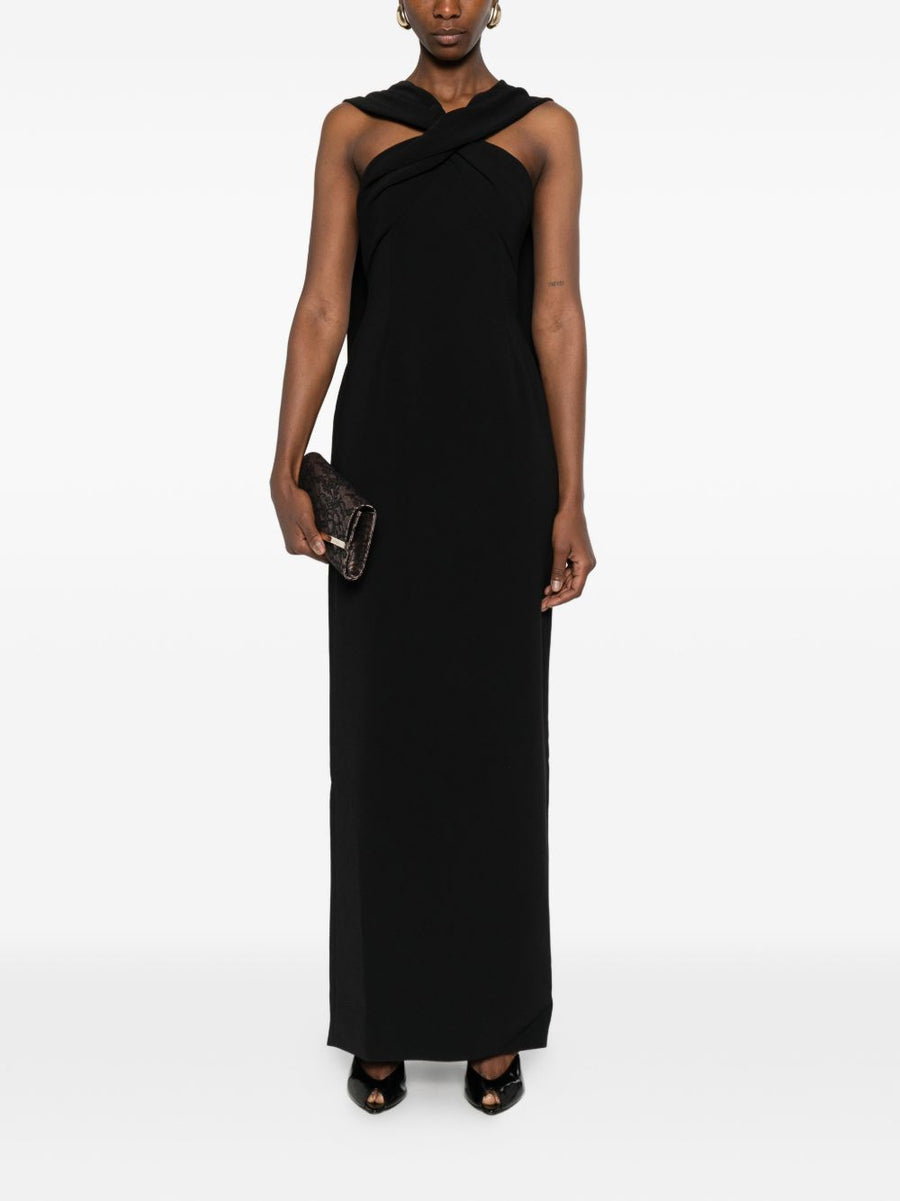 Solace London Rona Maxi Dress For Women Black With Sleek Twist Detailing, Versatile Luxury