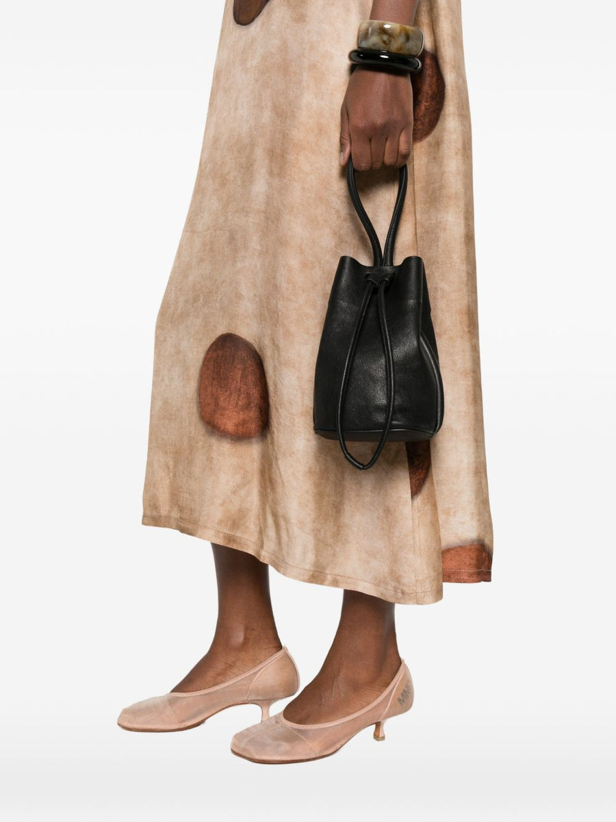 Uma Wang Small Leather Sac Bag Compact Top Handle Shoulder Bag Drawstring Closure For Women