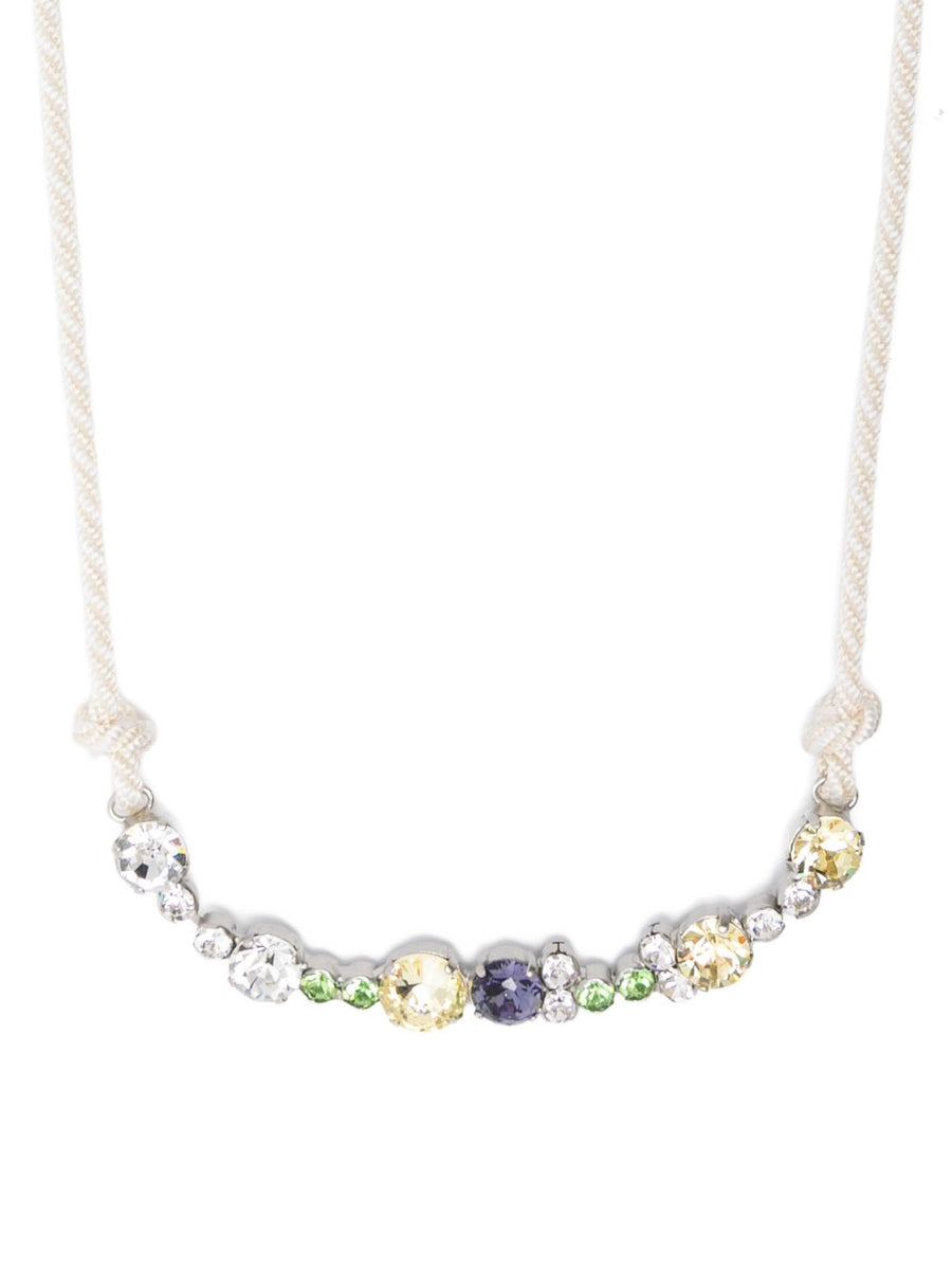 Forte Forte Crystal Braided Necklace Luxury Ivory Heart Pendant With Faux Jewel Embellishment For Women