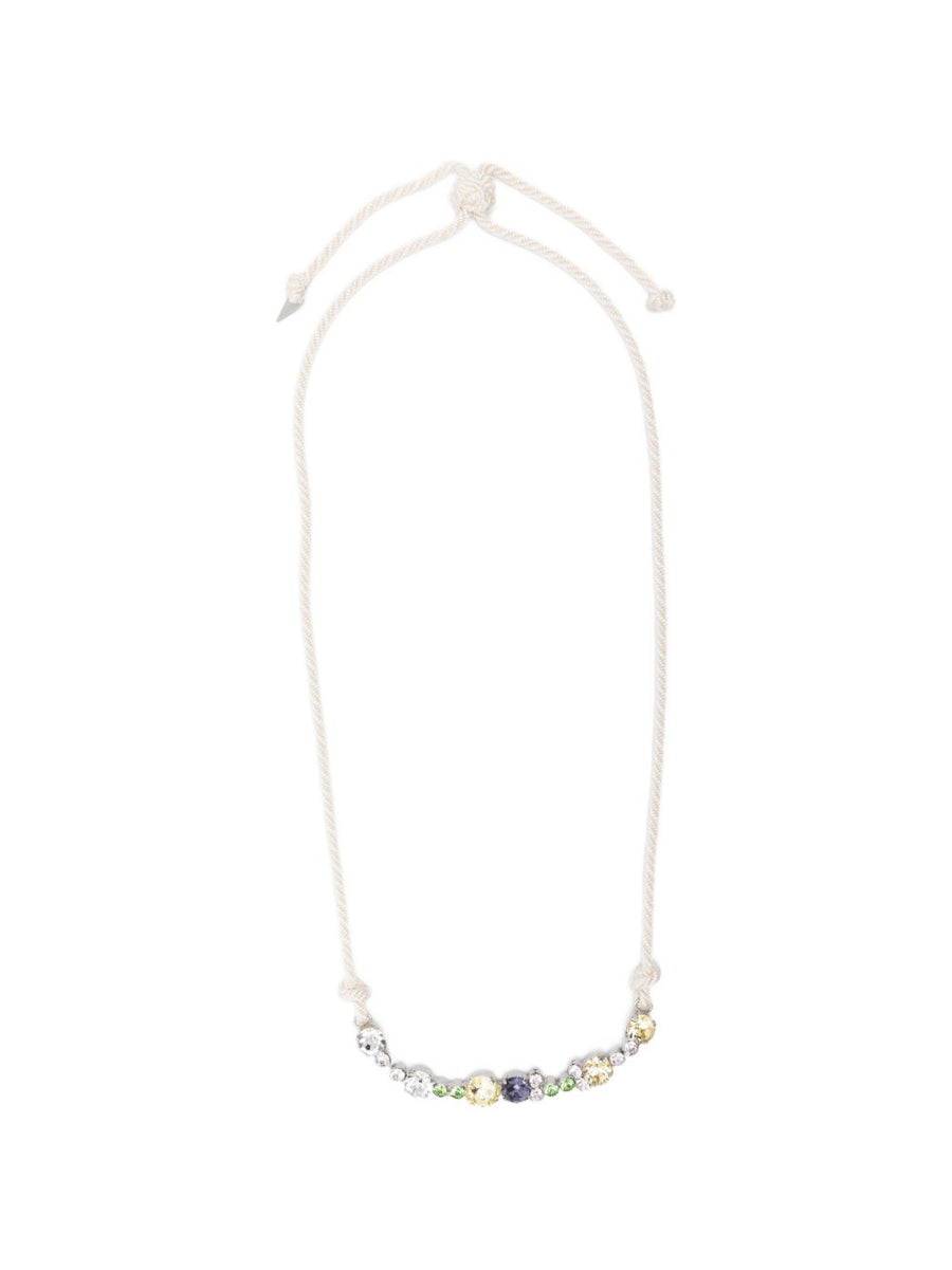 Forte Forte Crystal Braided Necklace Luxury Ivory Heart Pendant With Faux Jewel Embellishment For Women