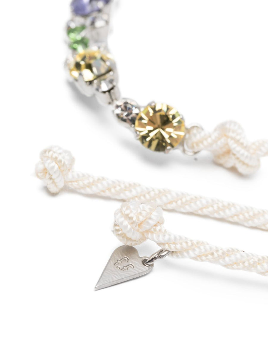 Forte Forte Crystal Braided Necklace Luxury Ivory Heart Pendant With Faux Jewel Embellishment For Women