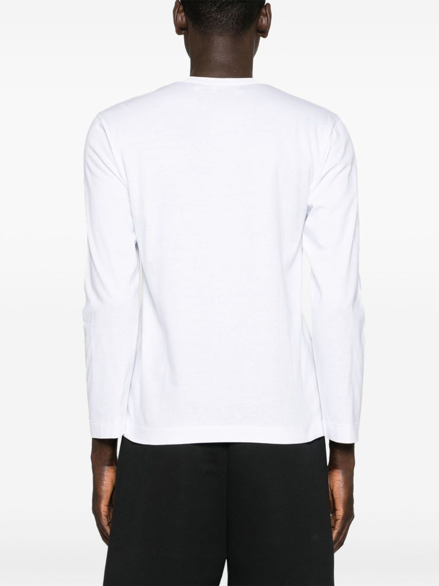 Comme Des Garcons Cotton T Shirt For Women White Soft Jersey Knit Round Neck Heart Motif