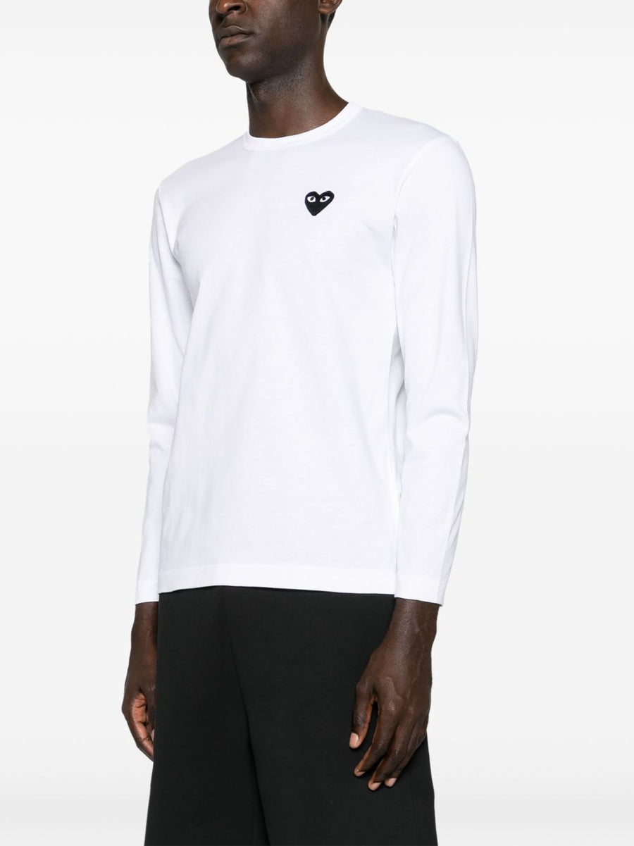 Comme Des Garcons Cotton T Shirt For Women White Soft Jersey Knit Round Neck Heart Motif