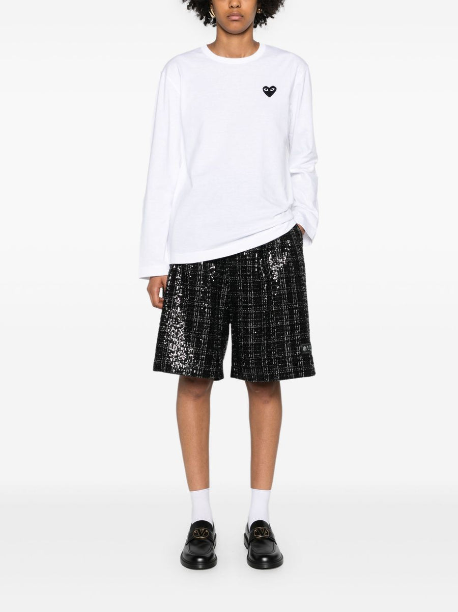 Comme Des Garcons Cotton T Shirt For Women White Soft Jersey Knit Round Neck Heart Motif