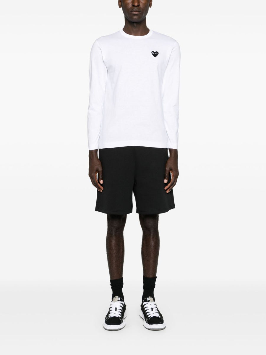 Comme Des Garcons Cotton T Shirt For Women White Soft Jersey Knit Round Neck Heart Motif