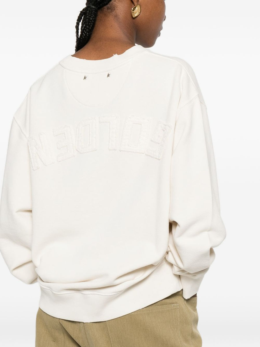 Golden Goose Womens Heritage White Cotton Crewneck Sweatshirt Breathable Comfort Wardrobe Essential