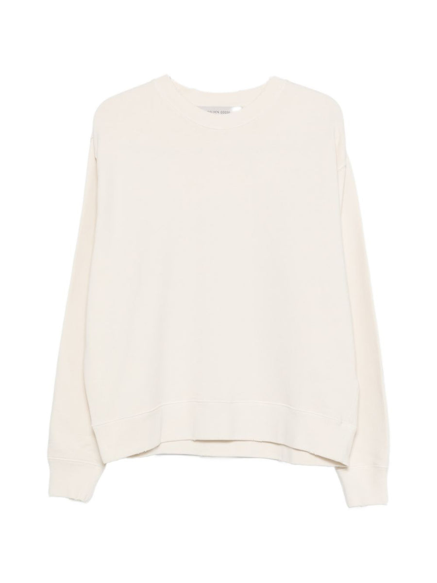 Golden Goose Womens Heritage White Cotton Crewneck Sweatshirt Breathable Comfort Wardrobe Essential