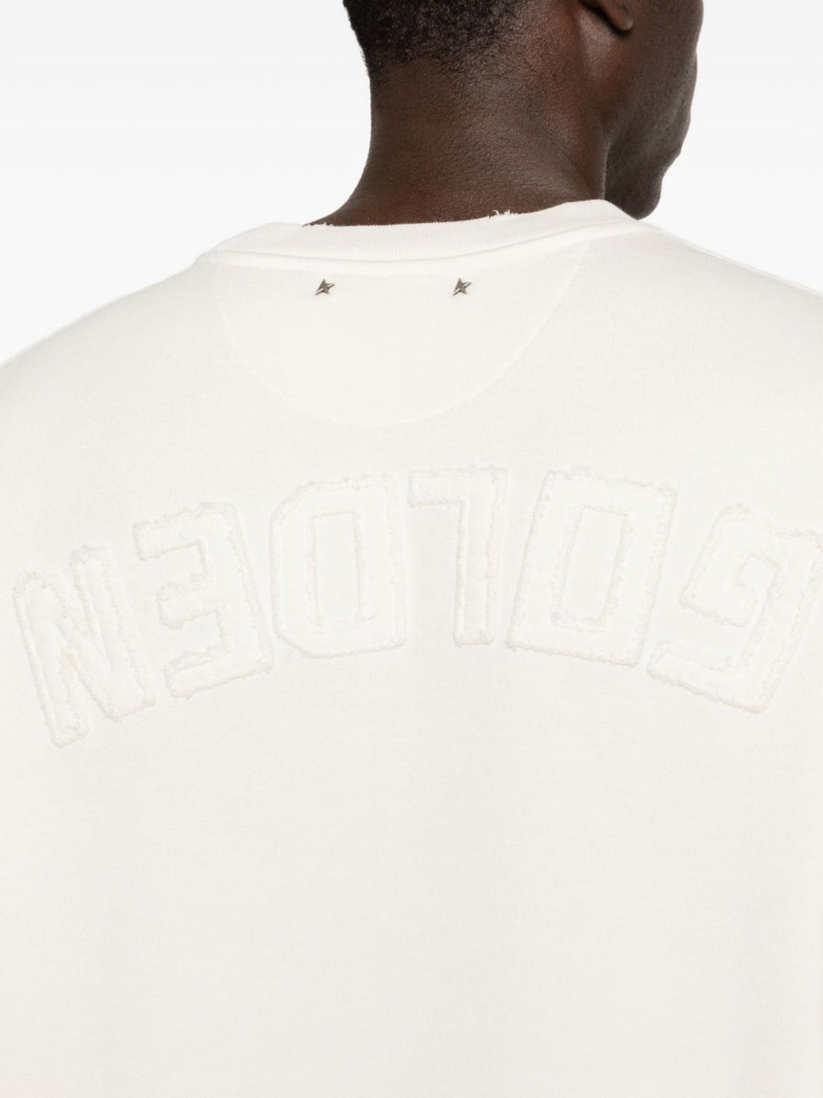 Golden Goose Womens Heritage White Cotton Crewneck Sweatshirt Breathable Comfort Wardrobe Essential