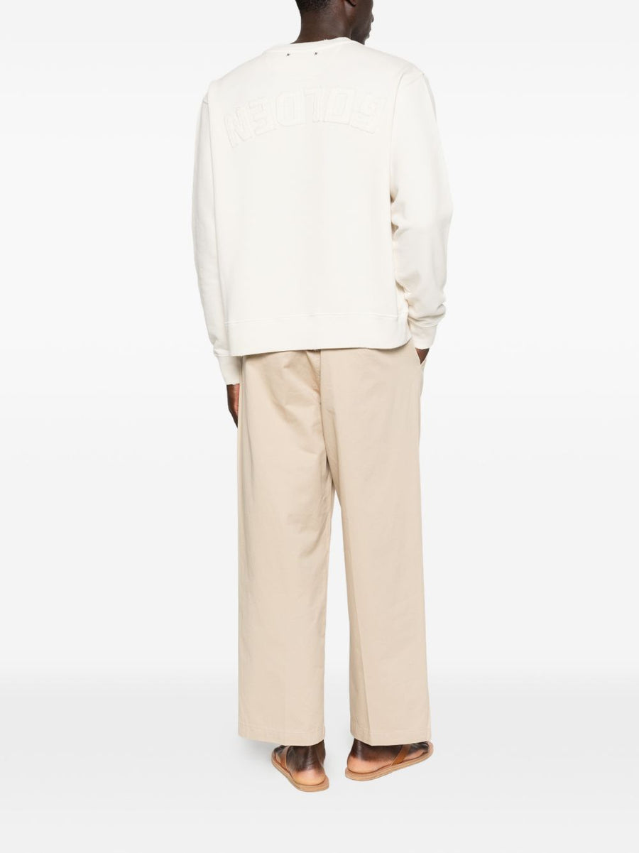 Golden Goose Womens Heritage White Cotton Crewneck Sweatshirt Breathable Comfort Wardrobe Essential