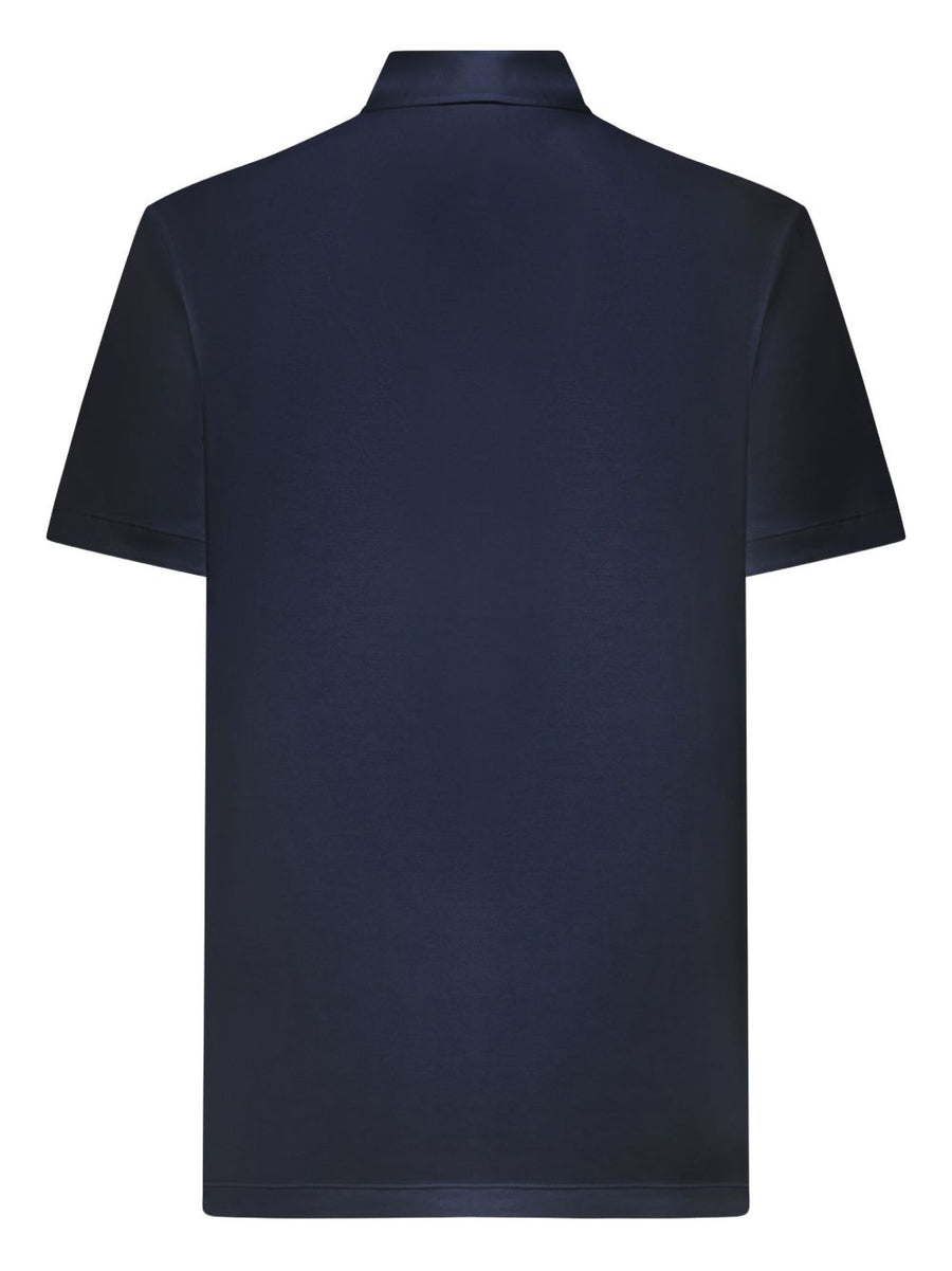 Giorgio Armani Interlock Cotton Polo Shirt For Men Navy Premium Structured Comfort 100 Percent Cotton
