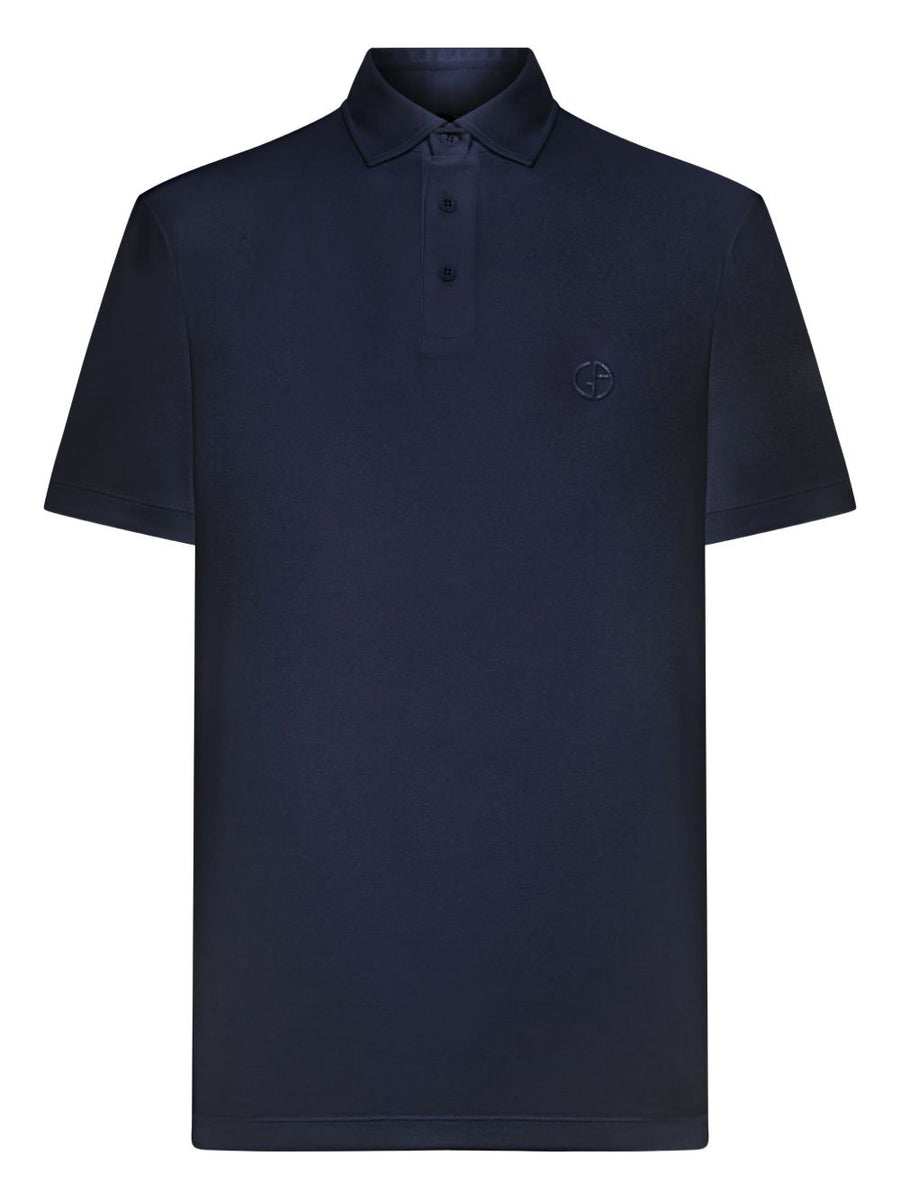 Giorgio Armani Interlock Cotton Polo Shirt For Men Navy Premium Structured Comfort 100 Percent Cotton