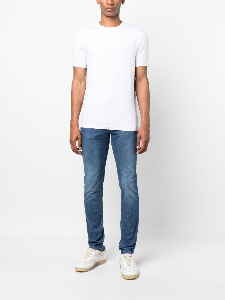 Giorgio Armani Icon Jersey T Shirt For Men Premium Stretch White Crew Neck Short Sleeve Luxury Topwear Icon Collection