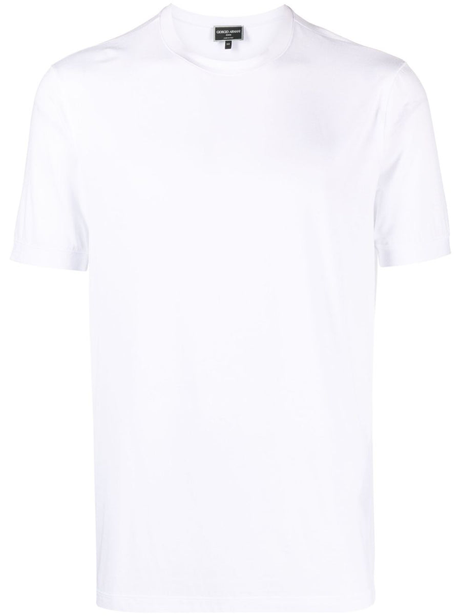 Giorgio Armani Icon Jersey T Shirt For Men Premium Stretch White Crew Neck Short Sleeve Luxury Topwear Icon Collection