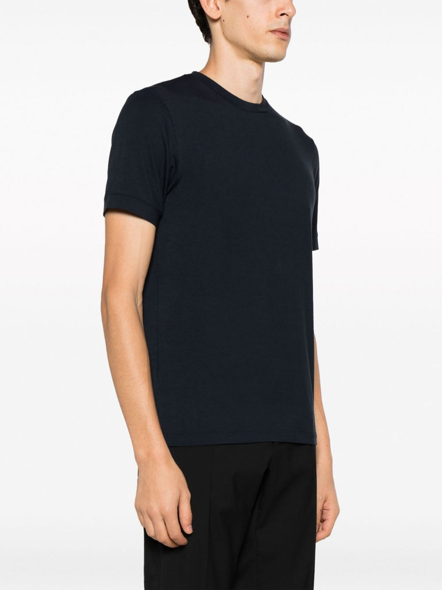 Giorgio Armani Icon Jersey T Shirt for Men Slim Fit Navy Viscose Jersey Top Luxury Essentials