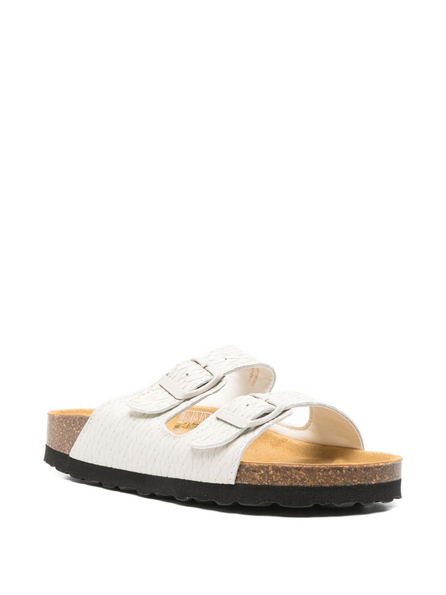 Woolrich Two Bands Leather Sandals For Women With Adjustable Buckles And Cork Sole For Everyday Comfort