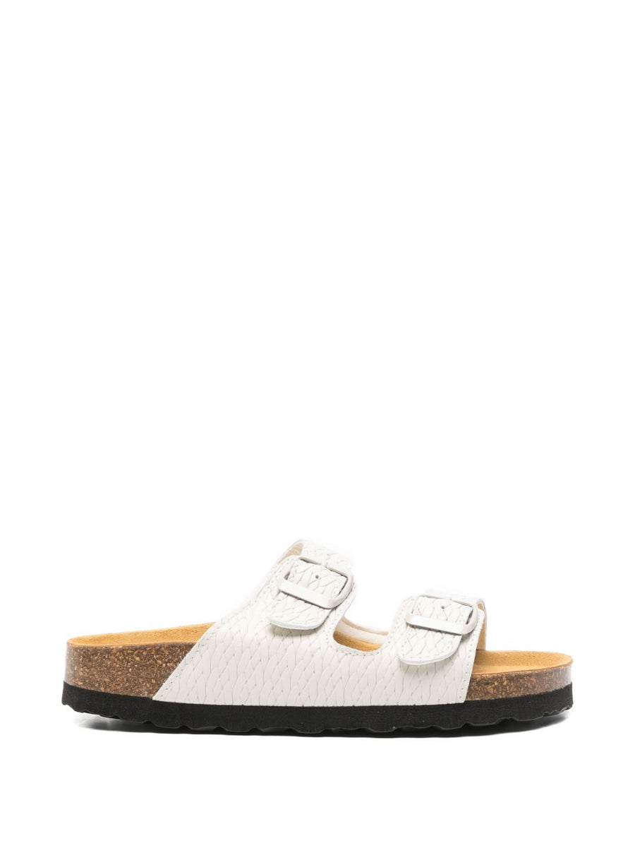 Woolrich Two Bands Leather Sandals For Women With Adjustable Buckles And Cork Sole For Everyday Comfort