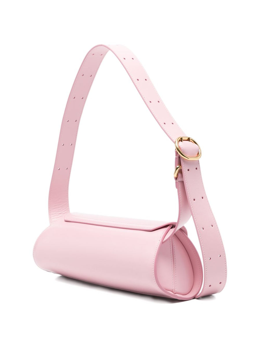 Jil Sander Cannolo Small Leather Shoulder Bag Rose Pink Calf Leather Adjustable Strap Luxury For Women