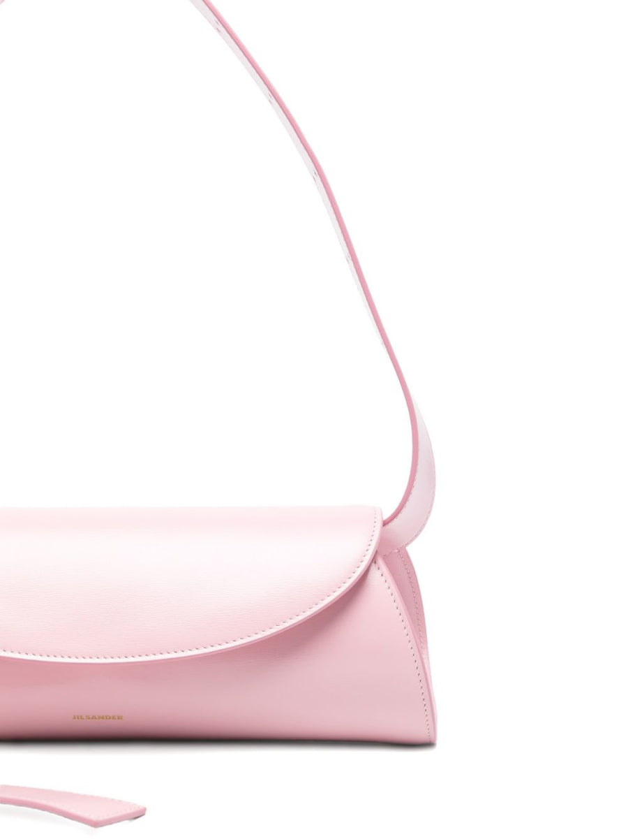 Jil Sander Cannolo Small Leather Shoulder Bag Rose Pink Calf Leather Adjustable Strap Luxury For Women