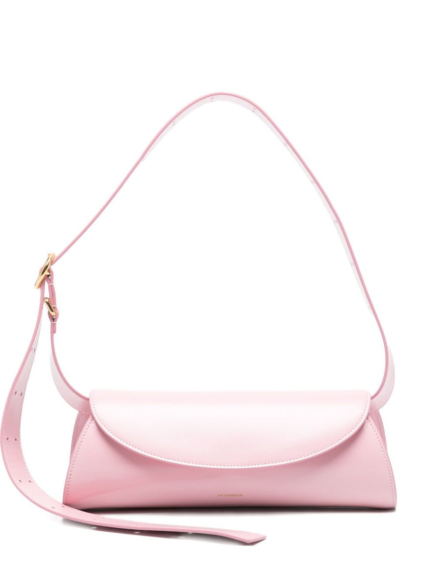 Jil Sander Cannolo Small Leather Shoulder Bag Rose Pink Calf Leather Adjustable Strap Luxury For Women