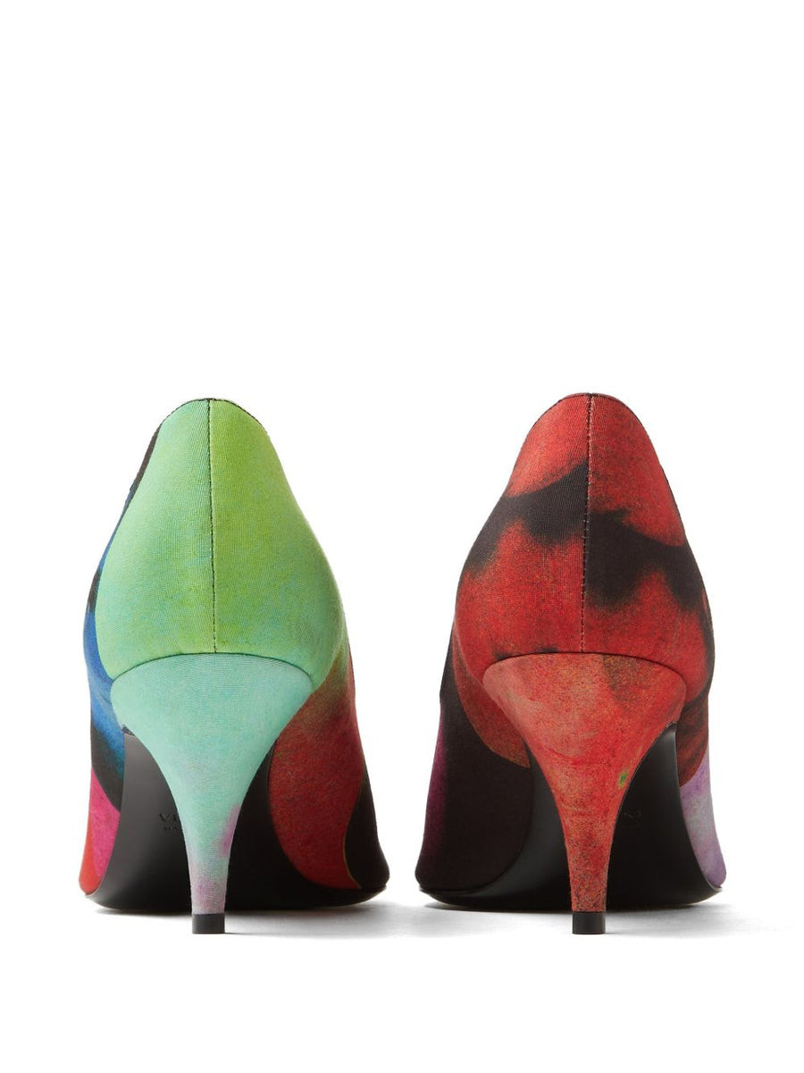 Versace Printed Pumps For Women Bold Multicolor Face Print