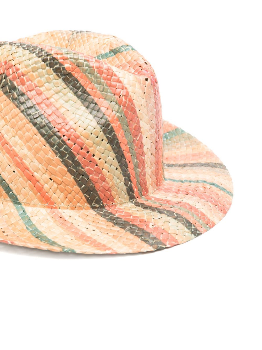 Paul Smith Swirl Straw Hat for Women Lightweight Beige Striped Sun Hat with Swirl Pattern