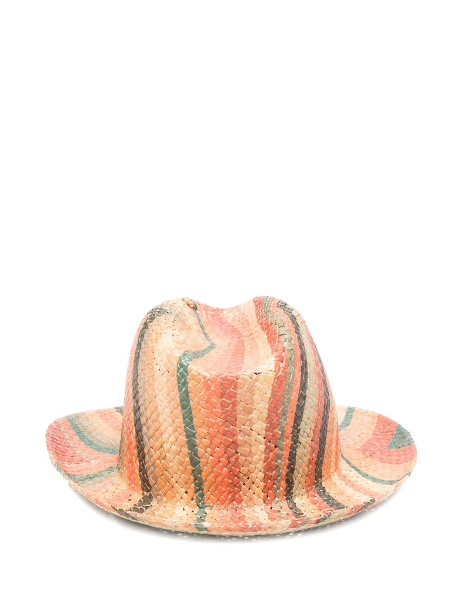 Paul Smith Swirl Straw Hat for Women Lightweight Beige Striped Sun Hat with Swirl Pattern