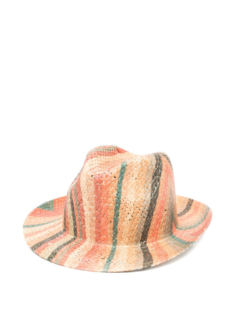Paul Smith Swirl Straw Hat for Women Lightweight Beige Striped Sun Hat with Swirl Pattern