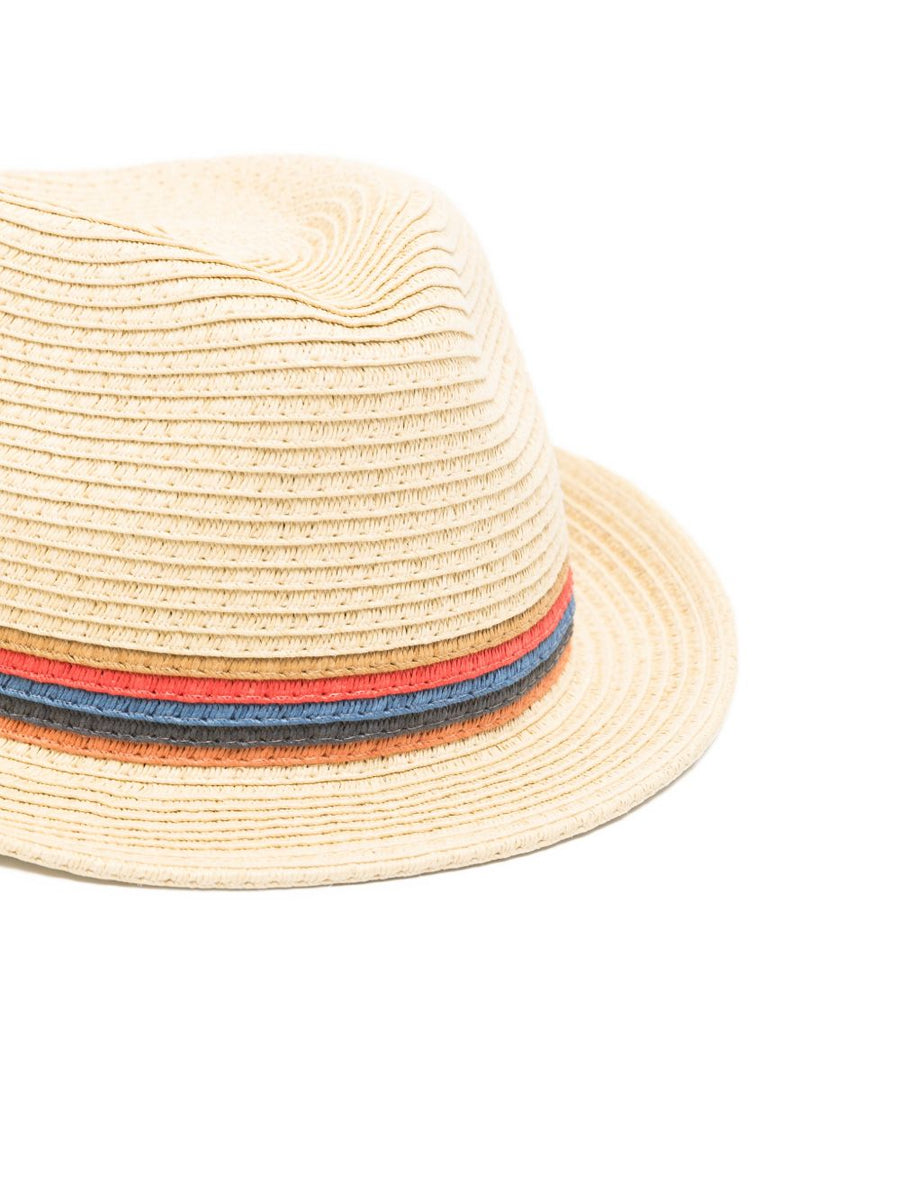 Paul Smith Beige Straw Hat For Men With Wide Brim And Striped Detailing Perfect Summer Accessory