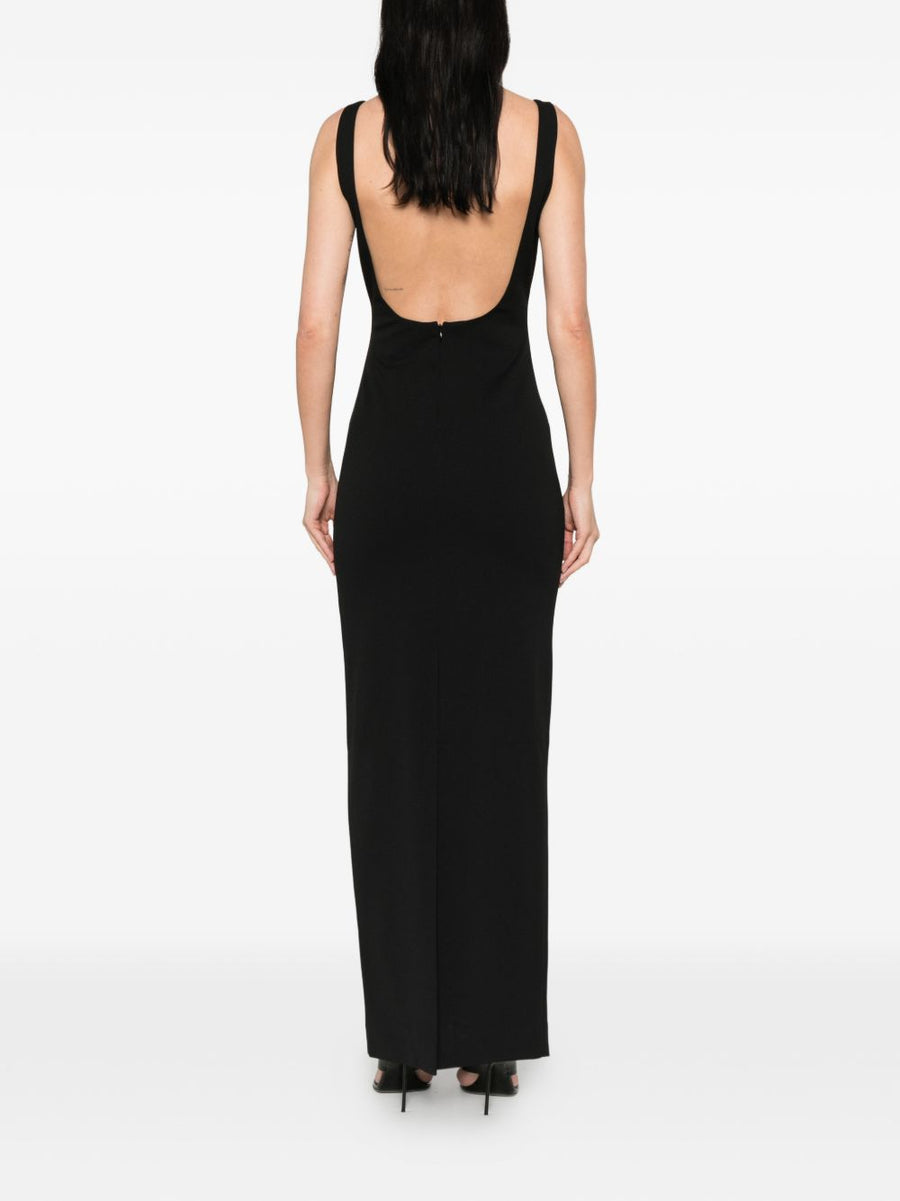 Solace London Aneila Maxi Dress for Women Black Square Neck Sleeveless Chic Elegant Evening Wear