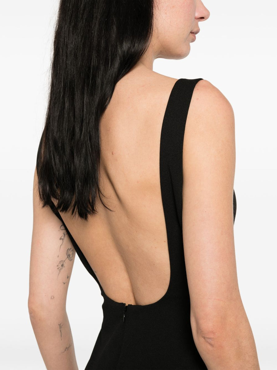 Solace London Aneila Maxi Dress for Women Black Square Neck Sleeveless Chic Elegant Evening Wear