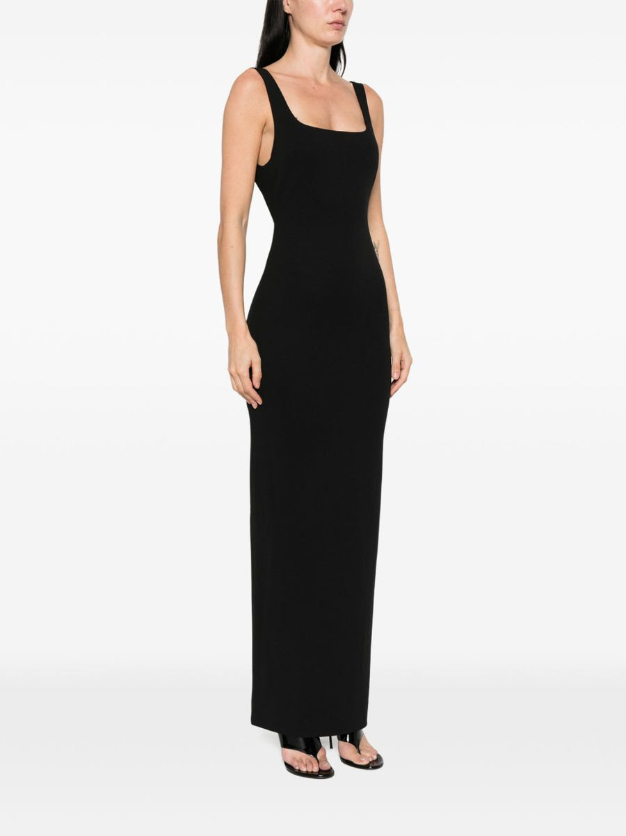 Solace London Aneila Maxi Dress for Women Black Square Neck Sleeveless Chic Elegant Evening Wear