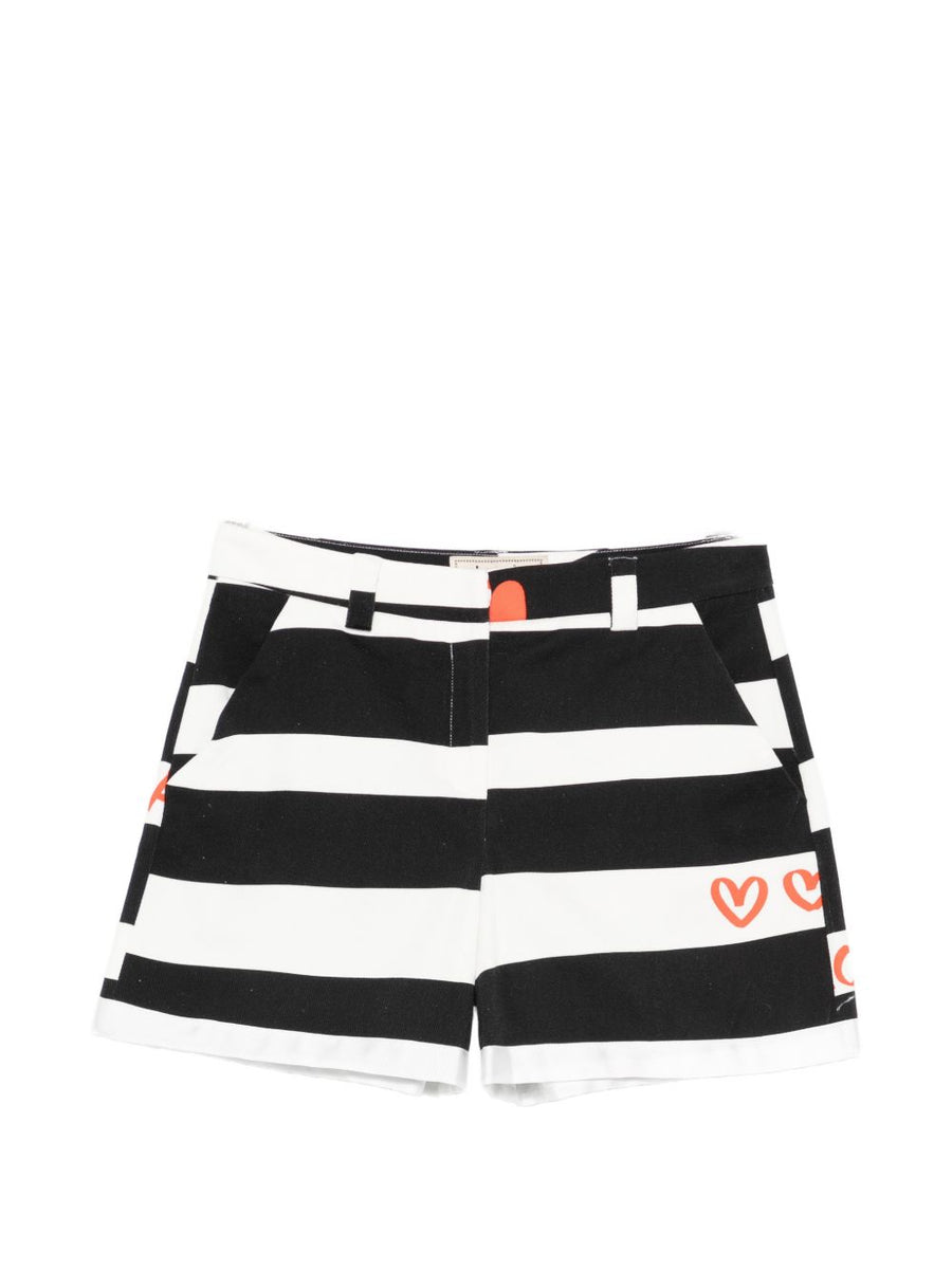 Alessandro Enriquez Striped Cotton Shorts Heart Motif Elastane Comfort For Women Luxurious Playful Design