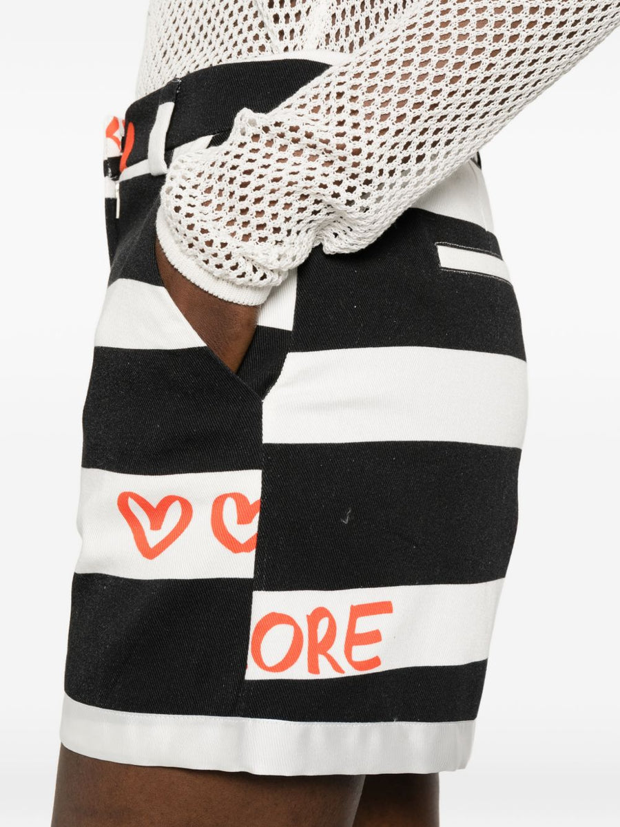 Alessandro Enriquez Striped Cotton Shorts Heart Motif Elastane Comfort For Women Luxurious Playful Design