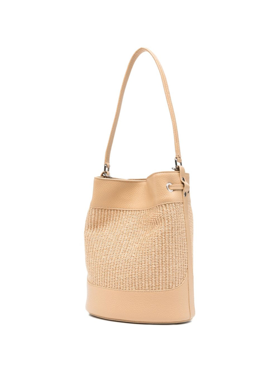 Zanellato Mondà Vimini Small Bucket Bag For Women Calf Leather Beige Adjustable Strap Versatile Crossbody