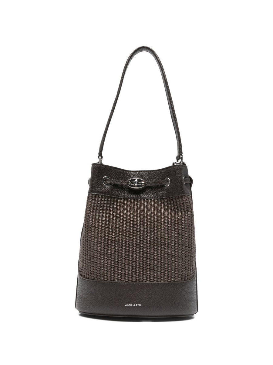 Zanellato Mondà Vimini Small Luxurious Calf Leather Bucket Bag With Adjustable Crossbody Strap For Women