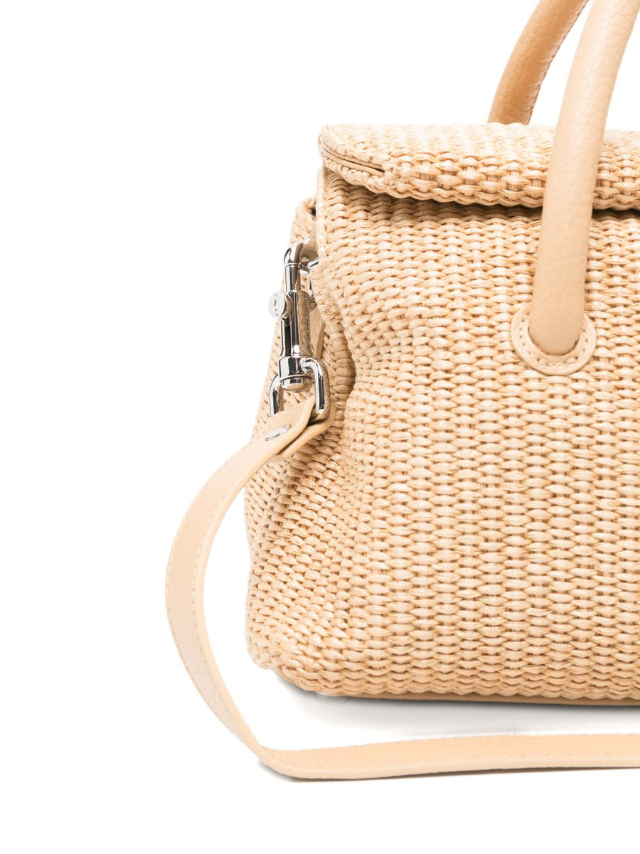 Zanellato Dotta Vimini Small Handbag for Women in Timeless Beige Calf Leather with Magnetic Roll Top Closure