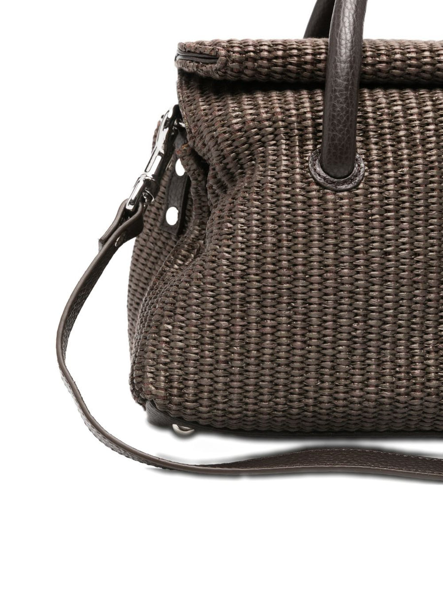 Zanellato Dotta Vimini Small Handbag With Magnetic Roll Top Closure For Women Discreet Luxury