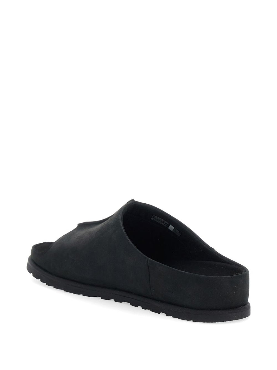 UGG Otzo Slides For Men Black Calf Suede Slip On Open Toe With Ridged Sole Premium Comfort