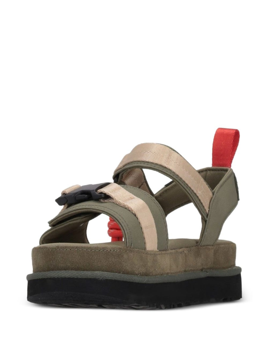 UGG Goldenstar Wildwood Sandals For Women Eco Luxe Comfort In Green Calf Suede And Recycled Polyester
