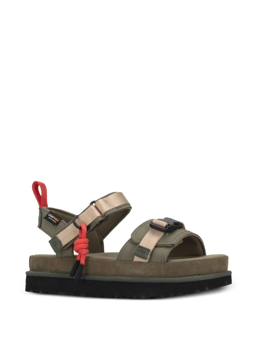 UGG Goldenstar Wildwood Sandals For Women Eco Luxe Comfort In Green Calf Suede And Recycled Polyester