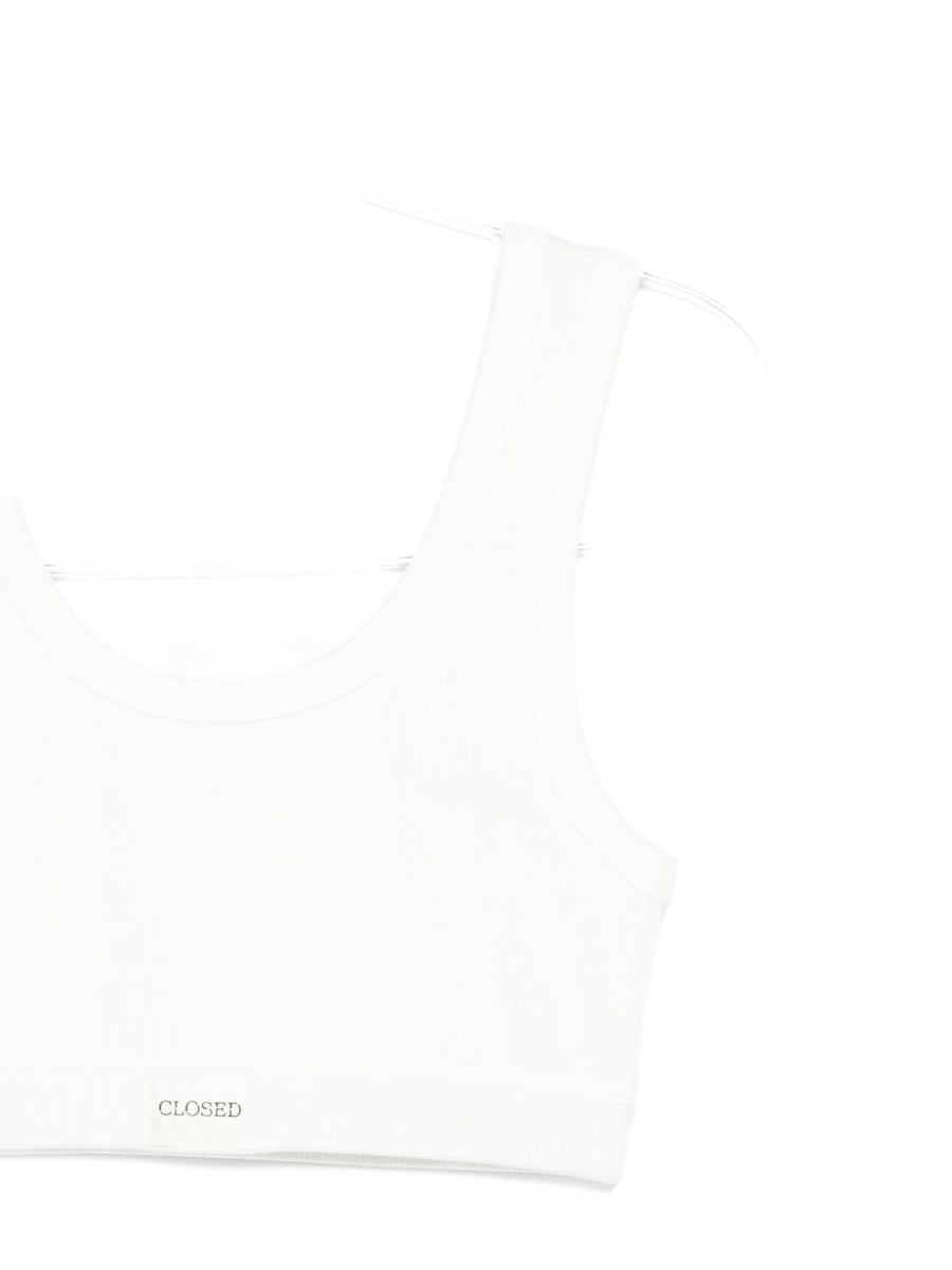 Closed Cotton Bralette Lightweight Ribbed Knit for Versatile Layering Ivory Women