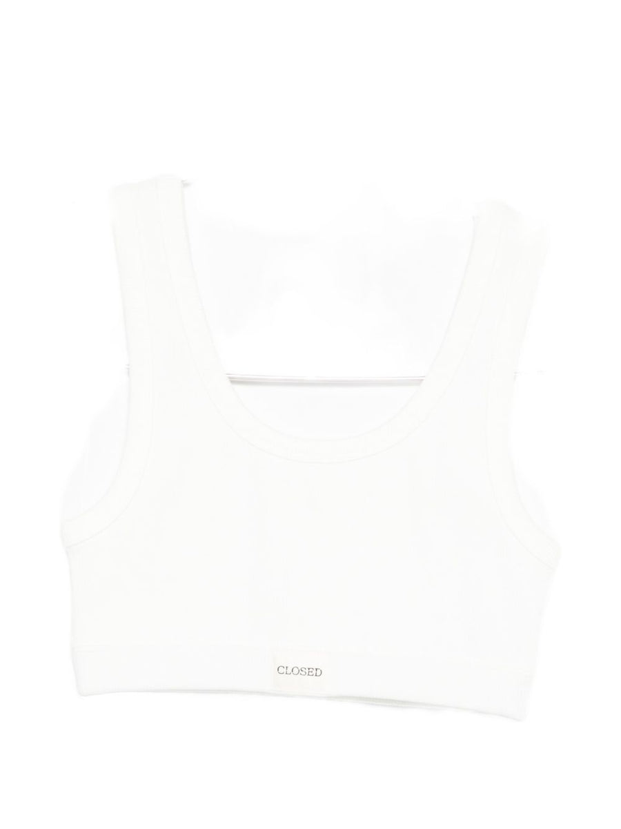 Closed Cotton Bralette Lightweight Ribbed Knit for Versatile Layering Ivory Women