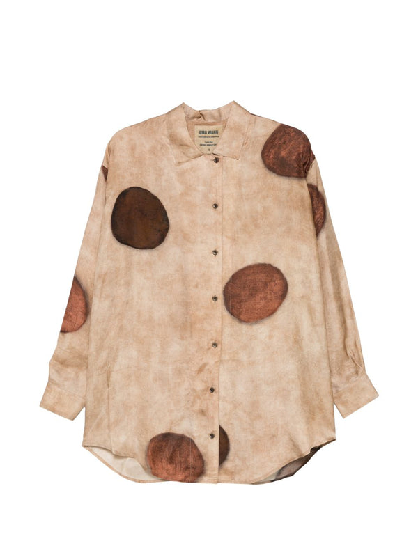 Uma Wang Teays Top Light Brown Luxury Viscose Cupro Blend Refined Tailoring for Women
