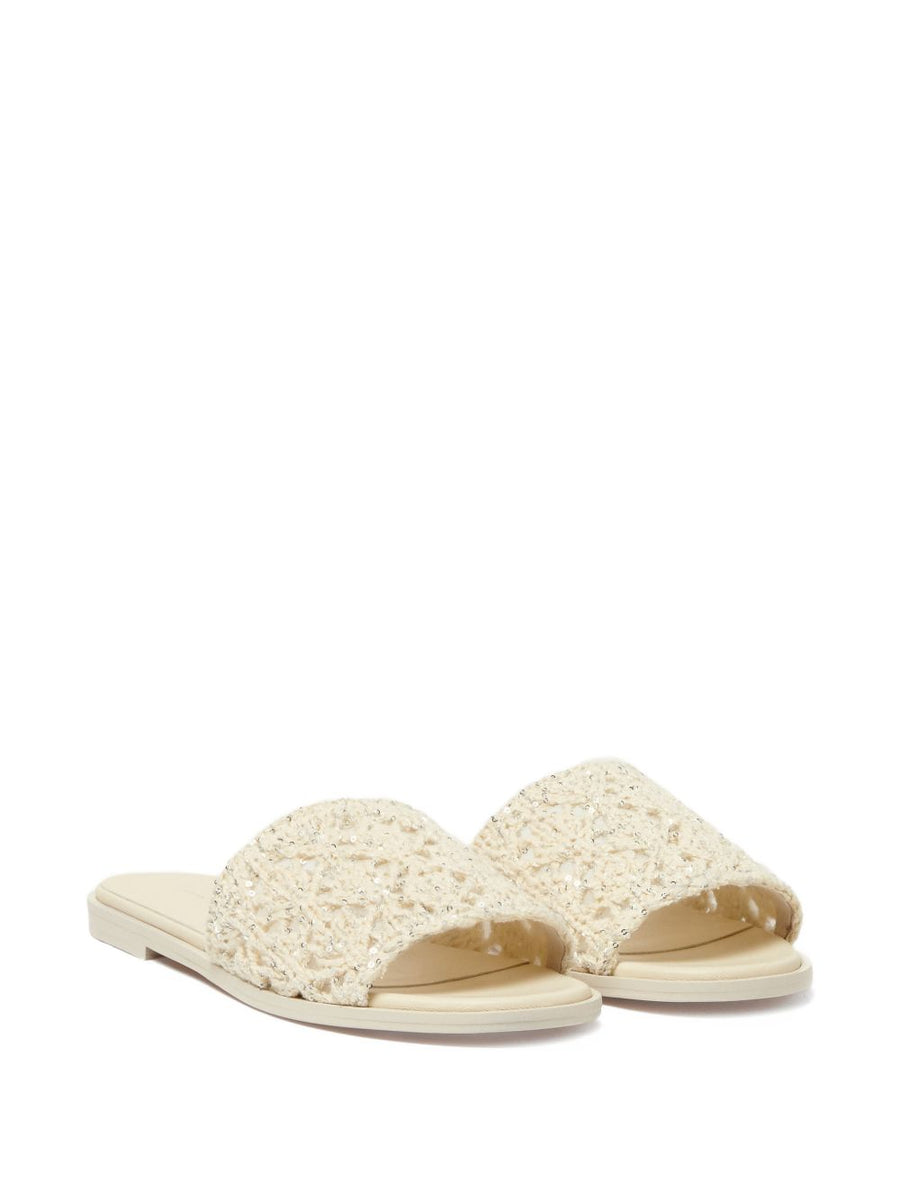 Fabiana Filippi Knitted Flat Sandals White Cotton Knit For Women Lightweight Contemporary Summer Essentials